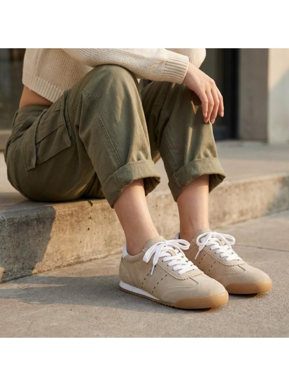 Women's Biscuit Genuine Leather Suede Sneakers Lightweight Everyday Casual - Picture 5 of 6